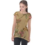 Flowers, Branches, Desenho, Edge, Leaves Cap Sleeve High Low Top