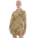 Flowers, Branches, Desenho, Edge, Leaves Women s Long Sleeve Casual Dress