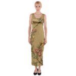 Flowers, Branches, Desenho, Edge, Leaves Fitted Maxi Dress