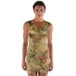 Flowers, Branches, Desenho, Edge, Leaves Wrap Front Bodycon Dress