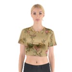 Flowers, Branches, Desenho, Edge, Leaves Cotton Crop Top