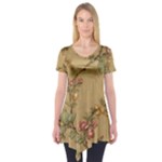 Flowers, Branches, Desenho, Edge, Leaves Short Sleeve Tunic 