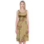 Flowers, Branches, Desenho, Edge, Leaves Midi Sleeveless Dress