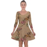 Flowers, Branches, Desenho, Edge, Leaves Quarter Sleeve Skater Dress