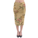 Flowers, Branches, Desenho, Edge, Leaves Midi Pencil Skirt