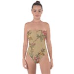 Flowers, Branches, Desenho, Edge, Leaves Tie Back One Piece Swimsuit