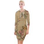 Flowers, Branches, Desenho, Edge, Leaves Quarter Sleeve Hood Bodycon Dress