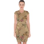 Flowers, Branches, Desenho, Edge, Leaves Capsleeve Drawstring Dress 