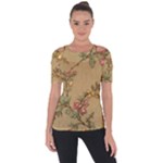 Flowers, Branches, Desenho, Edge, Leaves Shoulder Cut Out Short Sleeve Top