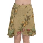 Flowers, Branches, Desenho, Edge, Leaves Chiffon Wrap Front Skirt