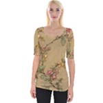 Flowers, Branches, Desenho, Edge, Leaves Wide Neckline T-Shirt