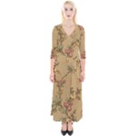 Flowers, Branches, Desenho, Edge, Leaves Quarter Sleeve Wrap Maxi Dress