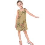 Flowers, Branches, Desenho, Edge, Leaves Kids  Sleeveless Dress