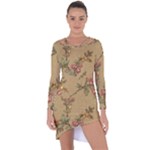 Flowers, Branches, Desenho, Edge, Leaves Asymmetric Cut-Out Shift Dress