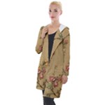 Flowers, Branches, Desenho, Edge, Leaves Hooded Pocket Cardigan