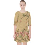 Flowers, Branches, Desenho, Edge, Leaves Quarter Sleeve Pocket Dress