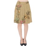 Flowers, Branches, Desenho, Edge, Leaves Velvet High Waist Skirt