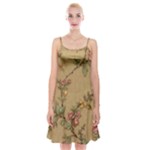 Flowers, Branches, Desenho, Edge, Leaves Spaghetti Strap Velvet Dress