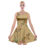 Flowers, Branches, Desenho, Edge, Leaves Velvet Skater Dress