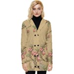 Flowers, Branches, Desenho, Edge, Leaves Button Up Hooded Coat 