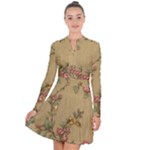 Flowers, Branches, Desenho, Edge, Leaves Long Sleeve Panel Dress