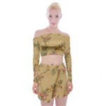 Flowers, Branches, Desenho, Edge, Leaves Off Shoulder Top with Mini Skirt Set