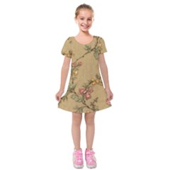 Flowers, Branches, Desenho, Edge, Leaves Kids  Short Sleeve Velvet Dress from ArtsNow.com