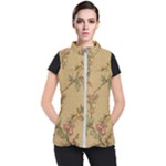 Flowers, Branches, Desenho, Edge, Leaves Women s Puffer Vest