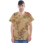 Flowers, Branches, Desenho, Edge, Leaves Men s V-Neck Scrub Top