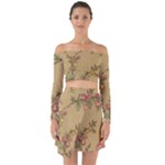 Flowers, Branches, Desenho, Edge, Leaves Off Shoulder Top with Skirt Set