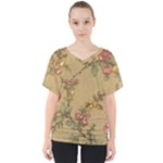 Flowers, Branches, Desenho, Edge, Leaves V-Neck Dolman Drape Top