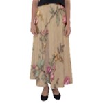 Flowers, Branches, Desenho, Edge, Leaves Flared Maxi Skirt