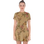 Flowers, Branches, Desenho, Edge, Leaves Drop Hem Mini Chiffon Dress