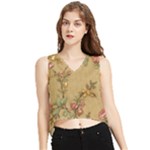 Flowers, Branches, Desenho, Edge, Leaves V-Neck Cropped Tank Top