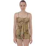 Flowers, Branches, Desenho, Edge, Leaves Babydoll Tankini Set