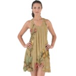 Flowers, Branches, Desenho, Edge, Leaves Show Some Back Chiffon Dress