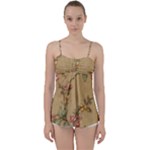 Flowers, Branches, Desenho, Edge, Leaves Babydoll Tankini Top