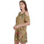 Flowers, Branches, Desenho, Edge, Leaves Women s Cold Shoulder Round Neck Mini Dress