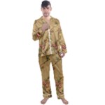 Flowers, Branches, Desenho, Edge, Leaves Men s Long Sleeve Satin Pajamas Set