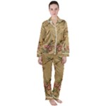 Flowers, Branches, Desenho, Edge, Leaves Women s Long Sleeve Satin Pajamas Set	