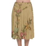 Flowers, Branches, Desenho, Edge, Leaves Velvet Flared Midi Skirt