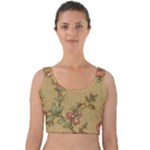 Flowers, Branches, Desenho, Edge, Leaves Velvet Crop Top