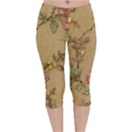 Flowers, Branches, Desenho, Edge, Leaves Velvet Capri Leggings 