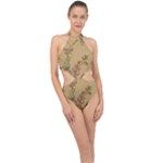 Flowers, Branches, Desenho, Edge, Leaves Halter Side Cut Swimsuit