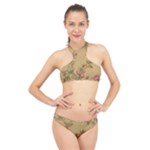 Flowers, Branches, Desenho, Edge, Leaves High Neck Bikini Set