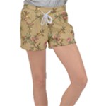 Flowers, Branches, Desenho, Edge, Leaves Women s Velour Lounge Shorts