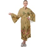 Flowers, Branches, Desenho, Edge, Leaves Maxi Velvet Kimono