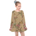 Flowers, Branches, Desenho, Edge, Leaves Kids  Long Sleeve Dress