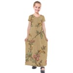 Flowers, Branches, Desenho, Edge, Leaves Kids  Short Sleeve Maxi Dress