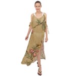 Flowers, Branches, Desenho, Edge, Leaves Maxi Chiffon Cover Up Dress